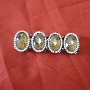 Rose embroidered color Shifting gem bracelet